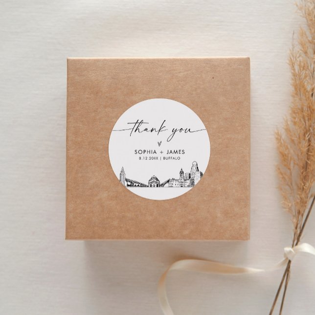 Buffalo Thank You Favor 3" (sheet of 6) Classic Round Sticker (Creator Uploaded)