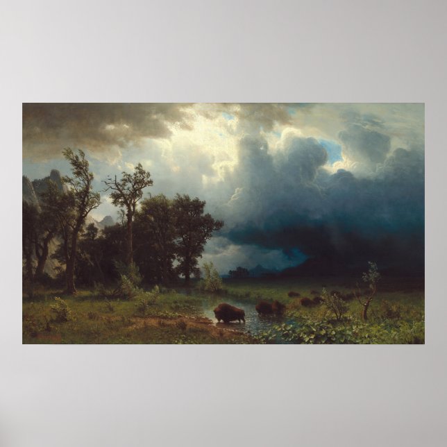 Buffalo Trail - Albert Bierstadt Fine Art Poster (Front)