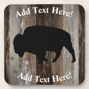 Buffalo Vintage Wood Rustic Wood Beverage Coaster