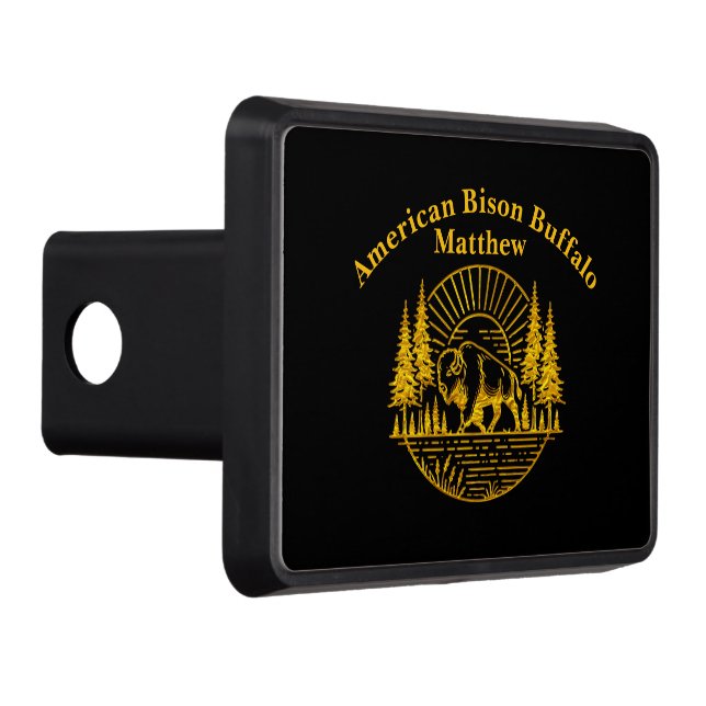 Buffalo Walking by the River at Sunset Hitch Cover (Right)