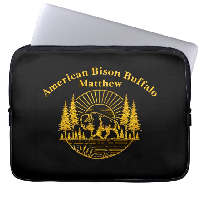 Buffalo Walking by the River at Sunset Laptop Sleeve (Front)