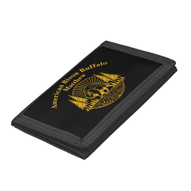 Buffalo Walking by the River at Sunset Trifold Wallet (Bottom)