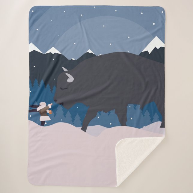 Buffalo wants a pretzel sherpa blanket (Front)