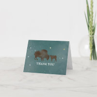 Buffalo Watercolor Stars Baby Shower Thank You