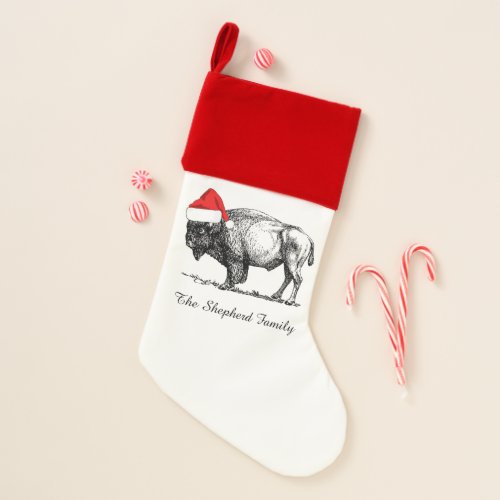 Buffalo Wearing Santa Hat Christmas Stocking
