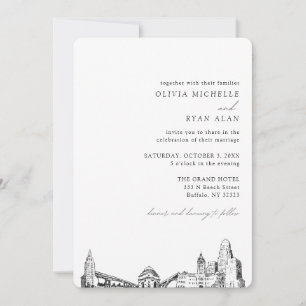 Buffalo Wedding Elegant Skyline Invitation
