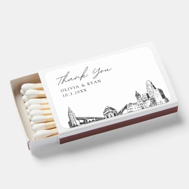 Buffalo Wedding Favor Custom Thank You Matchboxes (Front Open)