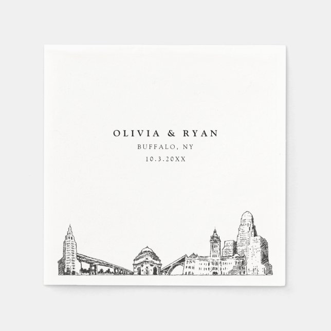 Buffalo Wedding Minimalist Paper  Napkins (Front)
