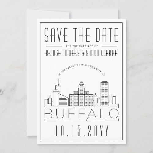 Buffalo Wedding  Stylized Skyline Save the Date Invitation