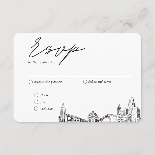 Buffalo Wedding Traditional RSVP Meal Option Enclosure Card (Front)