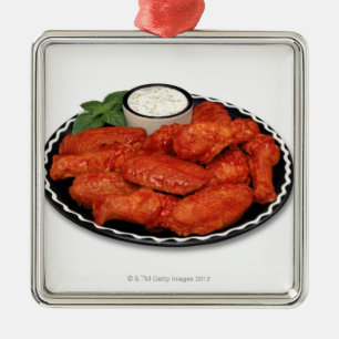 Buffalo wings with blue cheese metal ornament