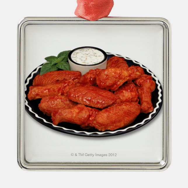 Buffalo wings with blue cheese metal ornament (Front)