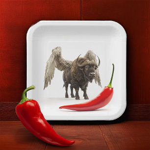 Buffalo Wings With Chili Pepper Paper Plates