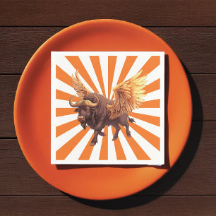 Buffalo Wings With Orange Starburst Napkins