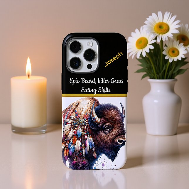 Buffalo With Vibrant Artistic Feathers Case-Mate iPhone Case (Creator Uploaded)