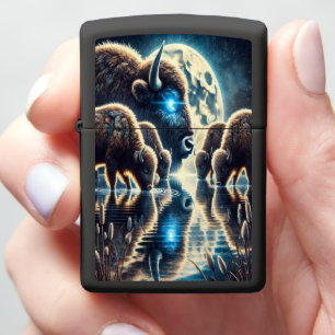 Buffaloes Beneath a Vast Cosmic Sky Zippo Lighter