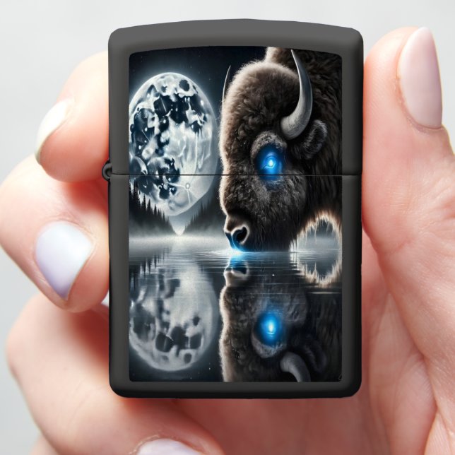 Buffaloes Beneath the Cosmic Canopy Zippo Lighter (In Hand)