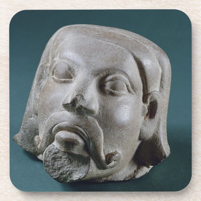 Buffed sandstone head of a foreigner, Sarnath, 3rd Drink Coaster (Front)
