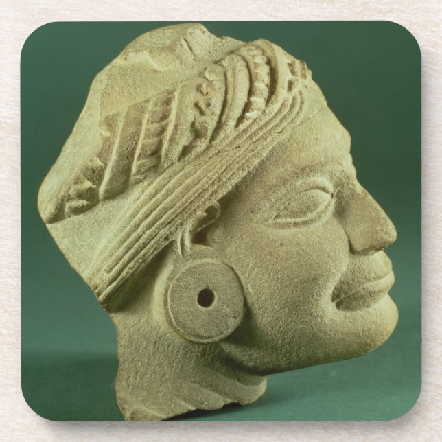 Buffed sandstone turbaned head, Sarnath, 3rd centu Drink Coaster (Front)