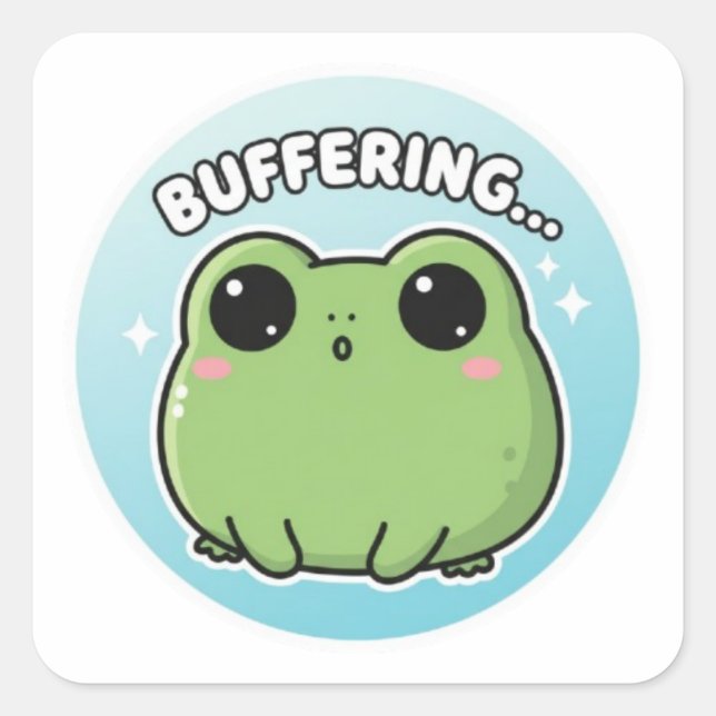 Buffering Frog Sticker Cute Blank Frog Meme Kawaii (Front)