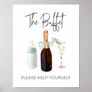 Buffet Sign for Baby Shower Green Sip & See