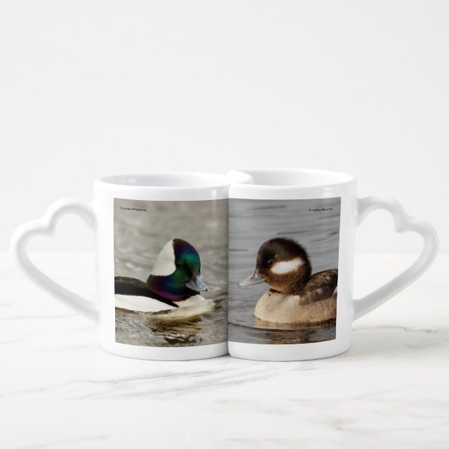 Bufflehead Duck Lovebirds on the Lake Coffee Mug Set (Front Nesting)