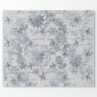 Grey Floral Wrapping Paper