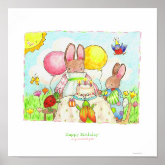 Bug and Bunny Birthday Party Poster