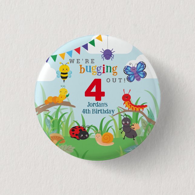 Bug Birthday Cute  Button (Front)