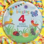Bug Birthday Cute Colorful Paper Plate<br><div class="desc">These bug birthday paper plates are fun and colorful, with a bug party including a cute bee, purple spider, caterpillar, ant, ladybug, butterfly and snail - all celebrating your kiddo's birthday. Rainbow bunting flag, flowers and puffy white clouds add to the party atmosphere. Girls and boys alike will love these...</div>