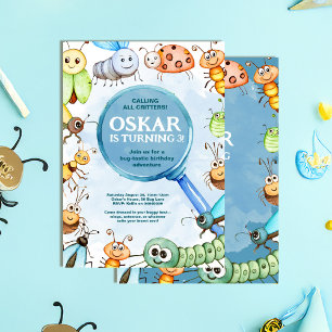 Bug Birthday Invitation, Critter Birthday Boy Invitation
