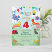Bug Birthday Invitation, Cute Colorful Bug Party I Invitation (Standing Front)
