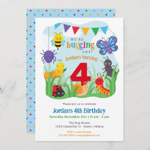 Bug Birthday Invitation, Cute Colorful Bug Party I Invitation