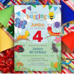 Bug Birthday Invitation, Cute Colorful Bug Party I Invitation<br><div class="desc">These bug birthday invitations are fun and colorful, with a bug party including a cute bee, purple spider, caterpillar, ant, ladybug, butterfly and snail- all celebrating your kiddo's birthday. Rainbow bunting flag, flowers and puffy white clouds add to the party atmosphere. The backer design is color coordinated with a polka...</div>