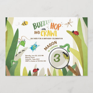 Bug Birthday Invitation Insect Bugs Boy bugging