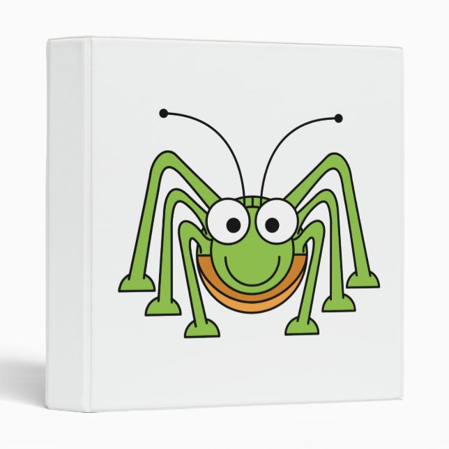 Bug Eyed Grasshopper Cartoon 3 Ring Binder (Front/Spine)