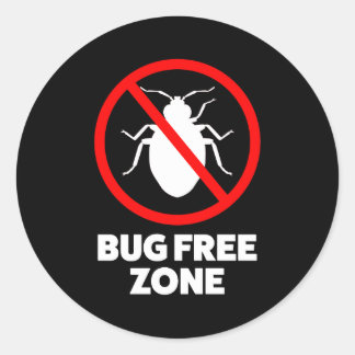 Bug free zone classic round sticker