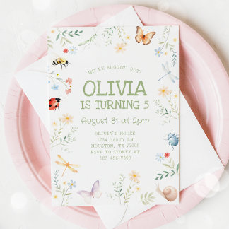 Bug Girl Birthday Invitation Insect Party