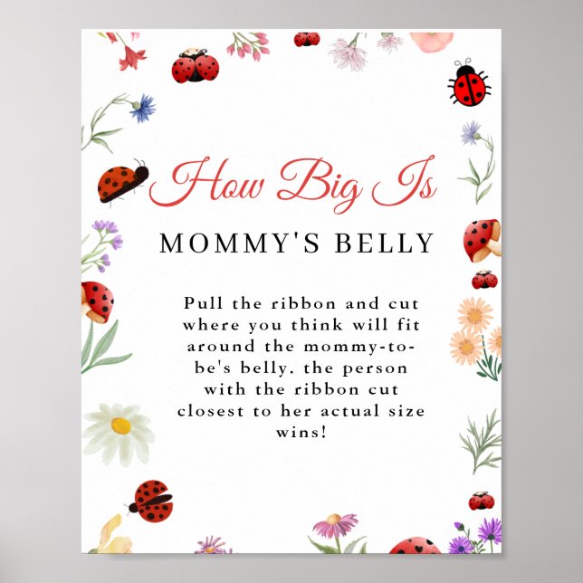 Bug  How Big is mommy's belly Baby Shower Game Poster (Front)