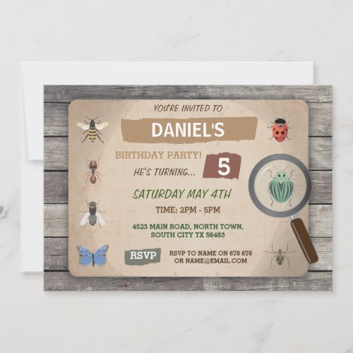 Bug Hunt Birthday Invitation Garden Invite