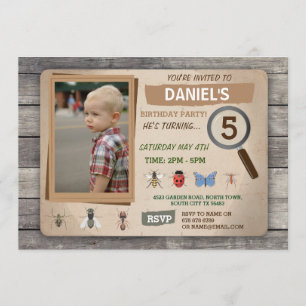 Bug Hunt Garden Bugs Birthday Invitation