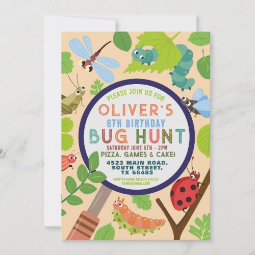 Bug Hunt Garden Fun Insect Scavenger Birthday Invitation