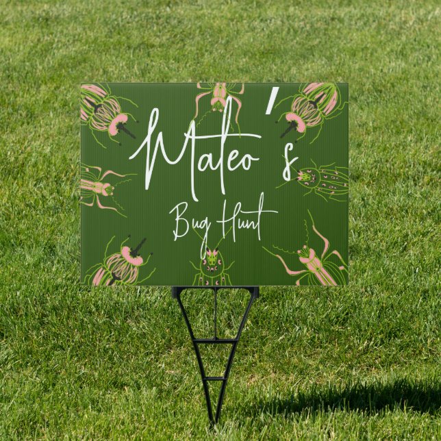 Bug Hunt Insect Birthday Hand Drawn Party   Sign (Insitu)