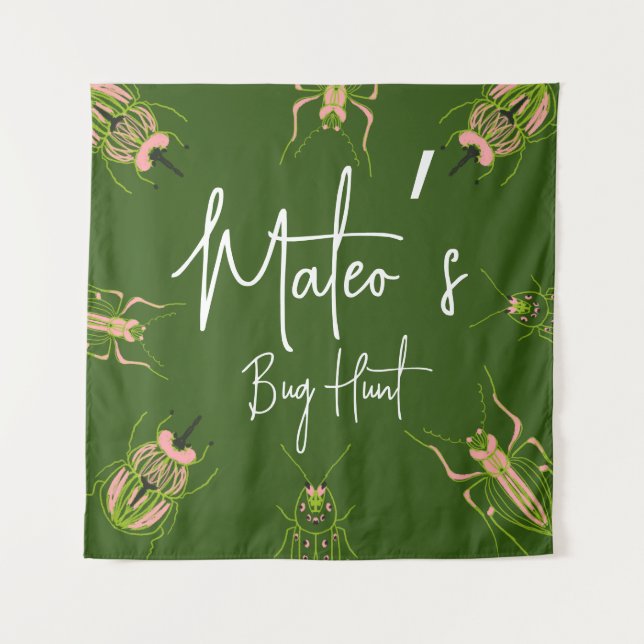 Bug Hunt Insect Birthday Hand Drawn Party  Tapestry (Front)