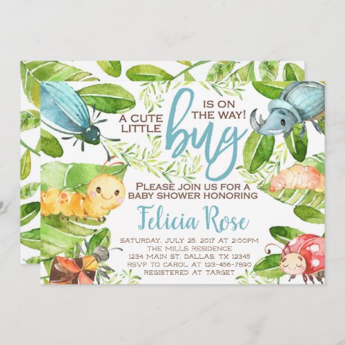 Bug Insect Baby Shower Invitation Invite