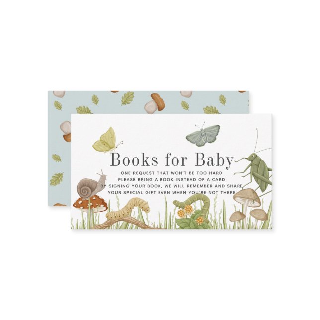 Bug Insects Baby Shower Book Request Enclosure Card (Front/Back In Situ)