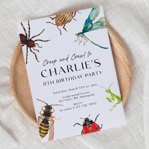 Bug Invitation, Outdoor Birthday, Bug Party, Creep Invitation
