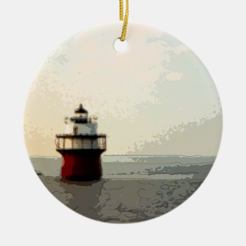 Bug Light Duxbury Pier Lighthouse Ceramic Ornament