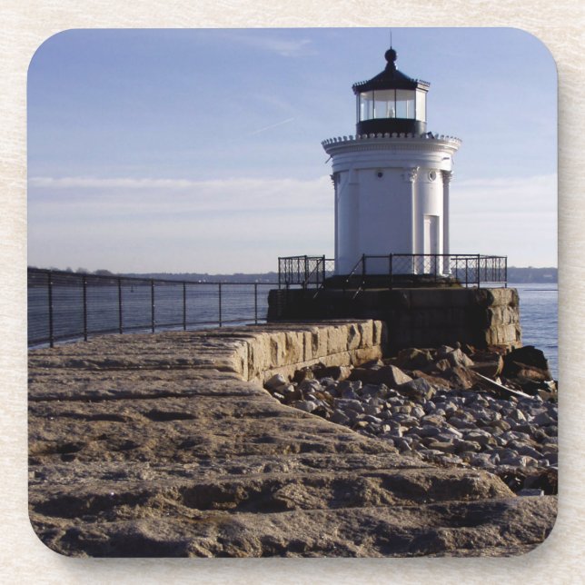 Bug Light in Portland Harbor Beverage Coaster (Front)