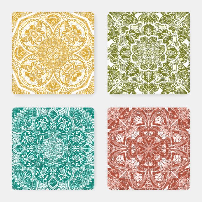 Bug Mid Century Colors Art Coaster Set (Set)